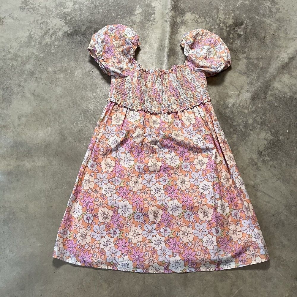 Sunday Best Babydoll Mini Dress Size Small Short‎ Puff Sleeves Pink Floral